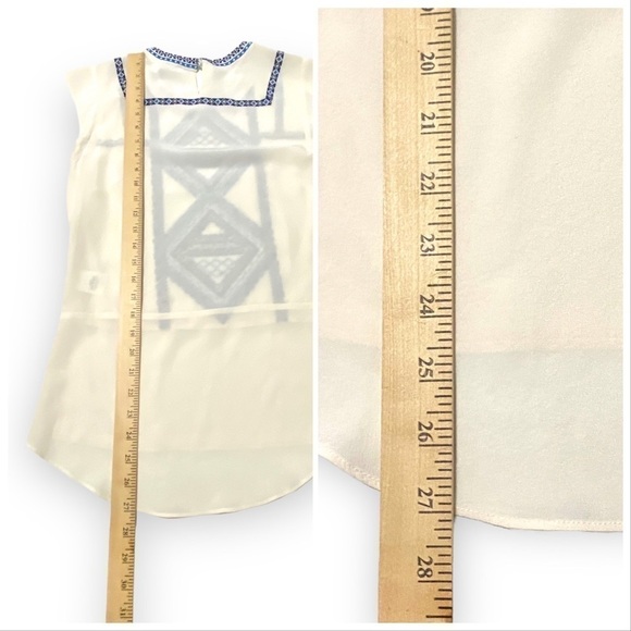 NWT‎ Veronica Beard White Silk Embroidered Baja Flutter Top, Size 0 - Picture 14 of 14